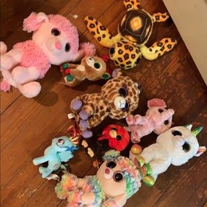 Collection of big eyed Ty plush stuffed animals